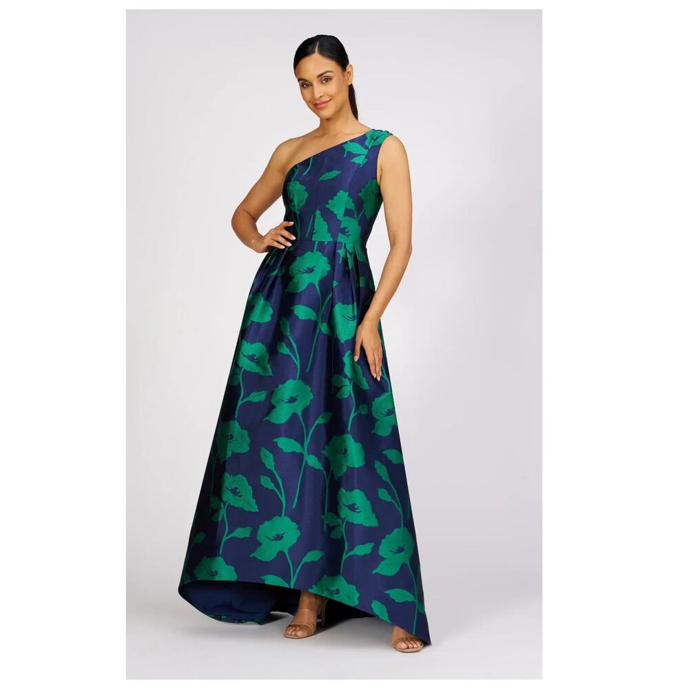 NEW Kay Unger Tiara Floral Print One-Shoulder Gown Size 6